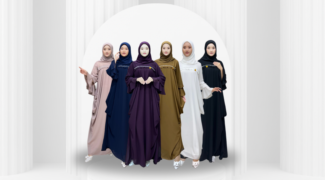 Baju Gamis Ceruti Aksen Mutiara Tempel