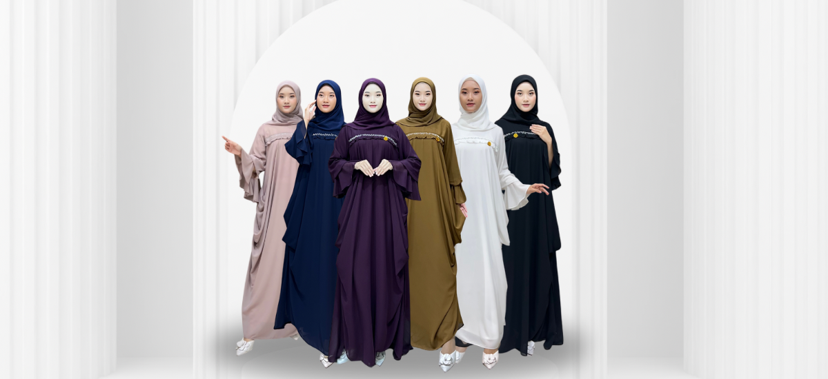 Baju Gamis Ceruti Aksen Mutiara